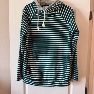 Ampersand & Ave Green and White Striped Sweatshirt